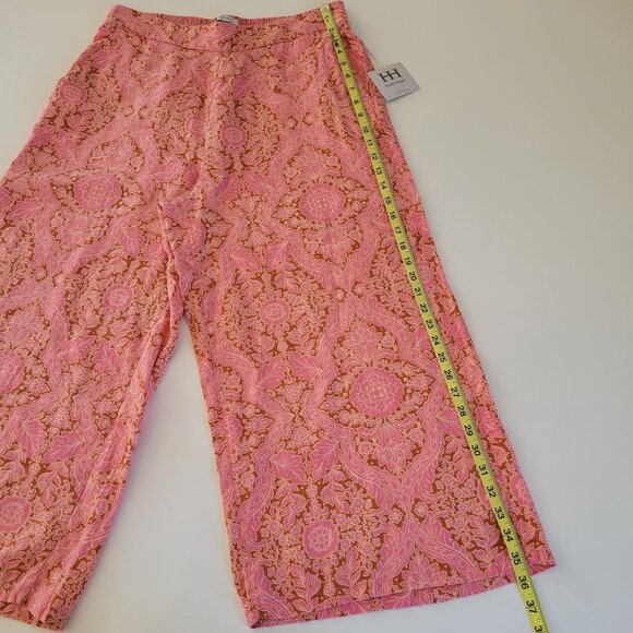 NWT Haute Hippie 100% Linen Wide Leg Pants Floral Boho Resort Pink Orange XL - Picture 7 of 7